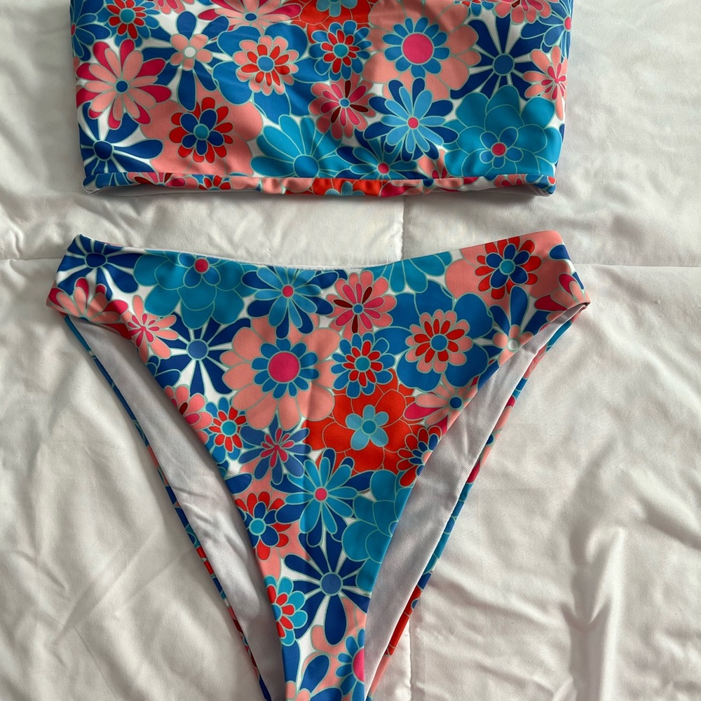 Floral Swim Set - Blue and Pink